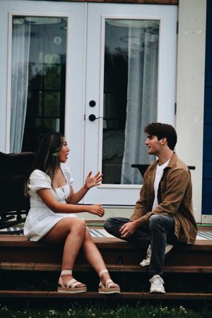 Two people chatting